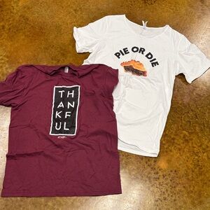 Thankful Maroon and White Thanksgiving T-shirt Sz L